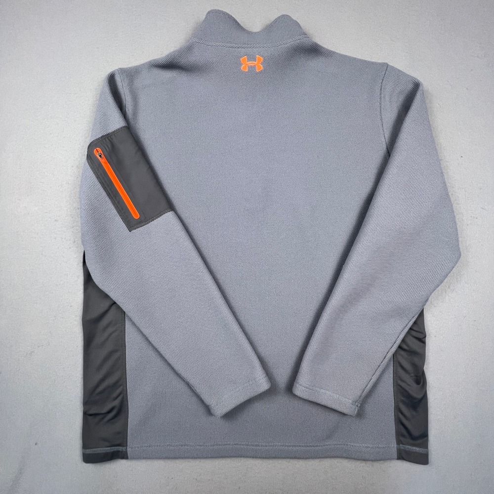 Under Armour Quarter Zip Pullover Mens 2XL Grey Orange Athletic Fleece Gym Top - Picture 3 of 15